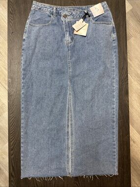 Light Blue Straight-Leg Jeans Skirt